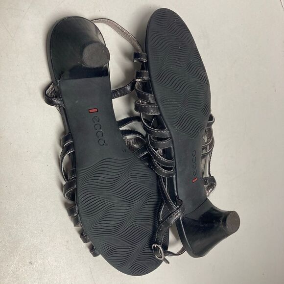 ECCO Womens Black Slingback Block Heels Size 10.5 /41 - Picture 4 of 12